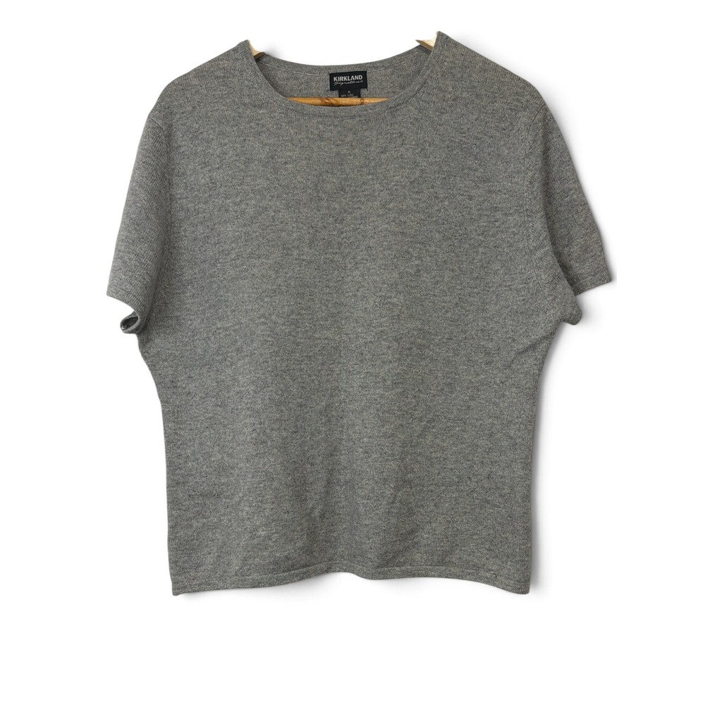 Kirkland Signature Womens XL 100% 2-Ply Cashmere Short Sleeve Sweater Grey XL